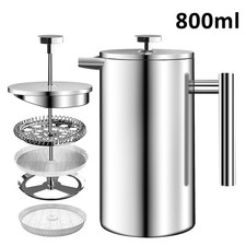 350/600/1000ml French Cafetiere Coffee Maker Stainless Steel Coffee Plunger UK*~