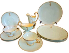 Antique Limoges Handpainted Hand Signed Porcelain Dessert Set 12 pcs Date 6/1928