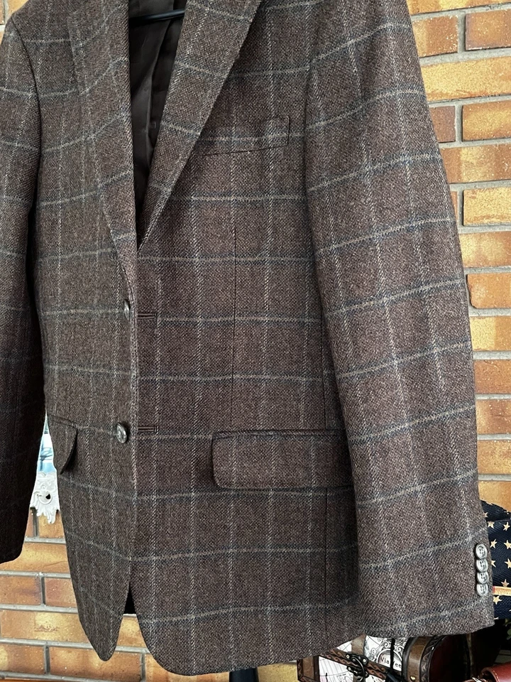 Abrigo chaqueta deportiva Tommy Hilfiger de lana a cuadros (36R) marrón Foto 2 de 4