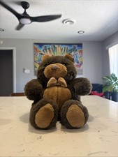 Vintage 1980s American Wego Brown Bowtie Teddy Bear 12.5 Stuffed Plush 3672