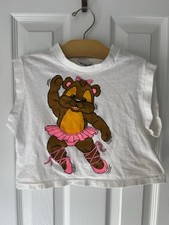 Vintage 80s 90s Hanes Dance Bear Crop Top Shirt USA Made Girls Med Single Stitch