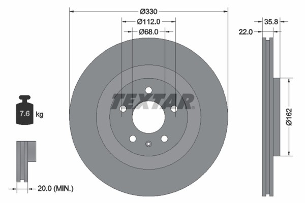2X Bremsscheibe Pro+ Textar 92238305 FüR A6 Audi A7 Macan Porsche C7 Q5 95B A4-image