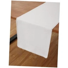  Fringe Linen Table Runner 120 Inches Long - 100% Pure 14 x 120 Inch White