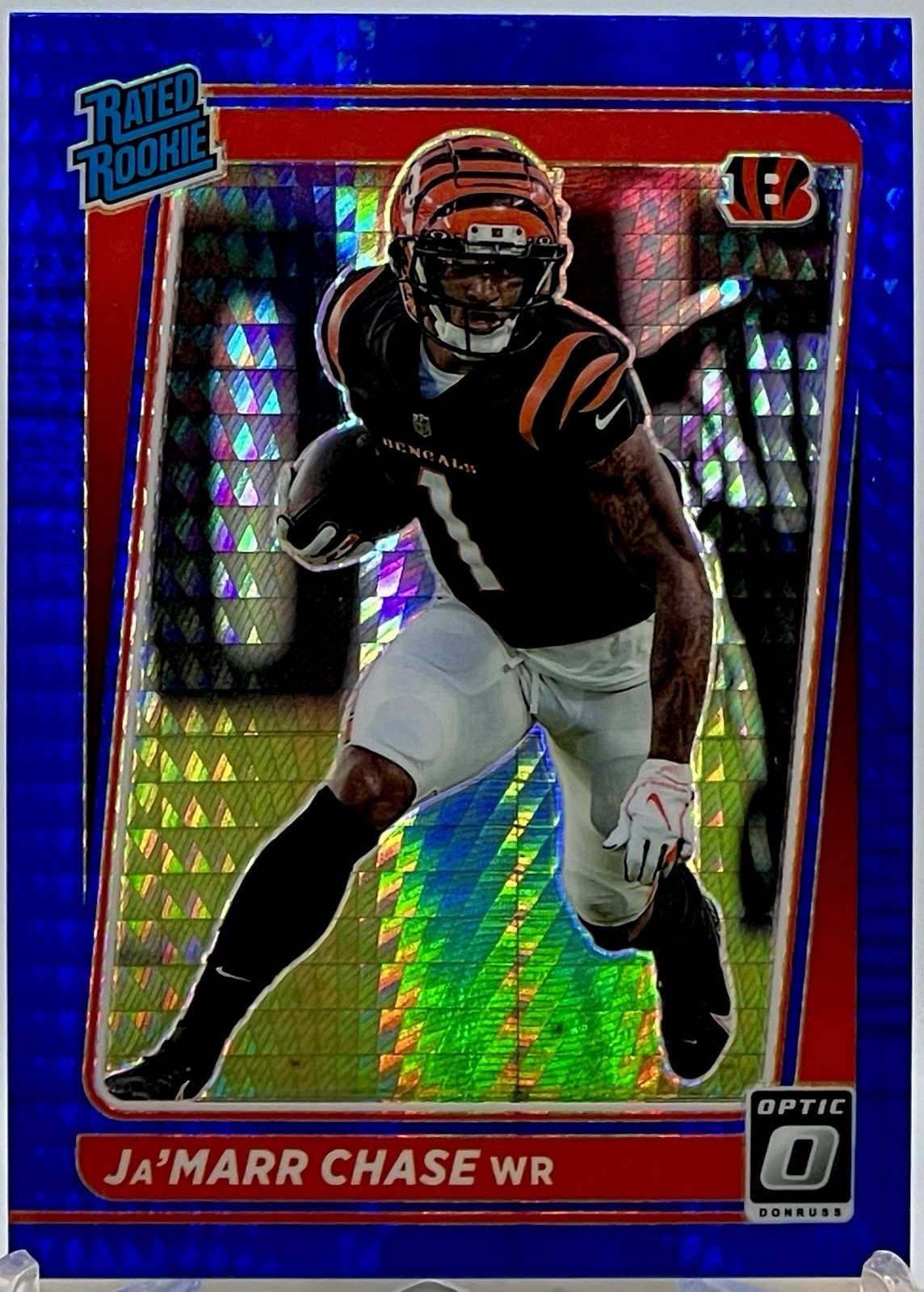 2021 Optic Rookie Blue Hyper Prizm #207 Ja’Marr Chase Cincinnati Bengals