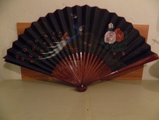 Vintage Large Peacock & Flowers Fan Wall Hanging