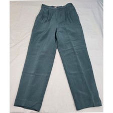 VINTAGE Pat Argenti 100 Silk Pleated High Rise Tapered Trouser Pants 6 Teal