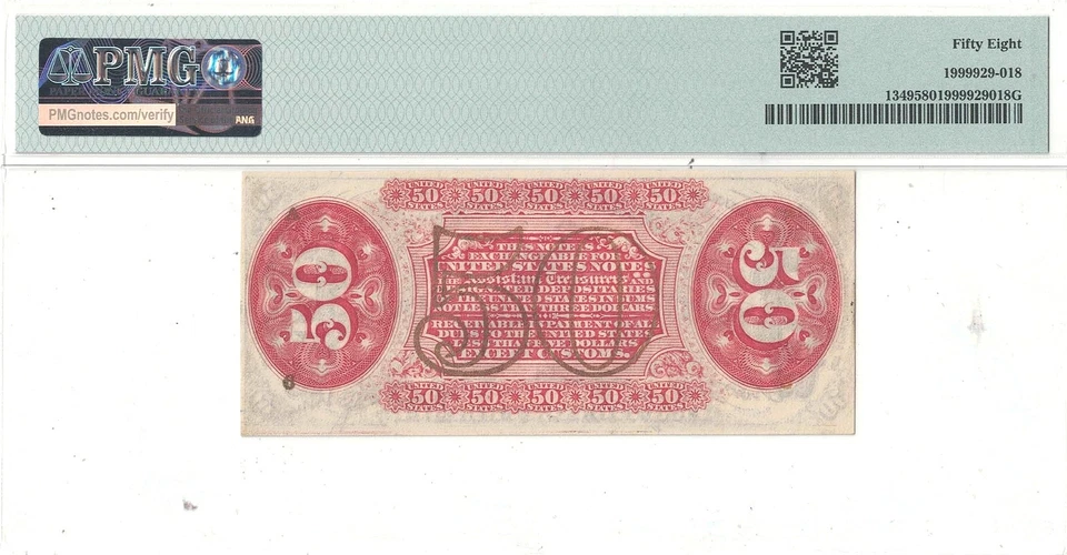 50 Cent 3rd Issue Fractional Currency Fr-1349 PMG AU-58 - Image 3 of 3