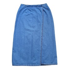 Christopher Banks Jean Skirt 16 Blue Hand Embroidered Modest