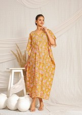 Indian Handmade Floral Cotton Kaftan,Women Dress Long Caftan,Dres Beach Cover up