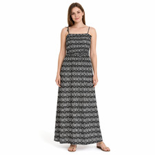 Vince Camuto Womens Black&White Print Maxi Dress Sun Dress Spaghetti Strap Sz M