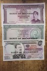 Set of 3 diff. Mozambique 1970's 50, 1000 & 500 Escudos Au-Unc