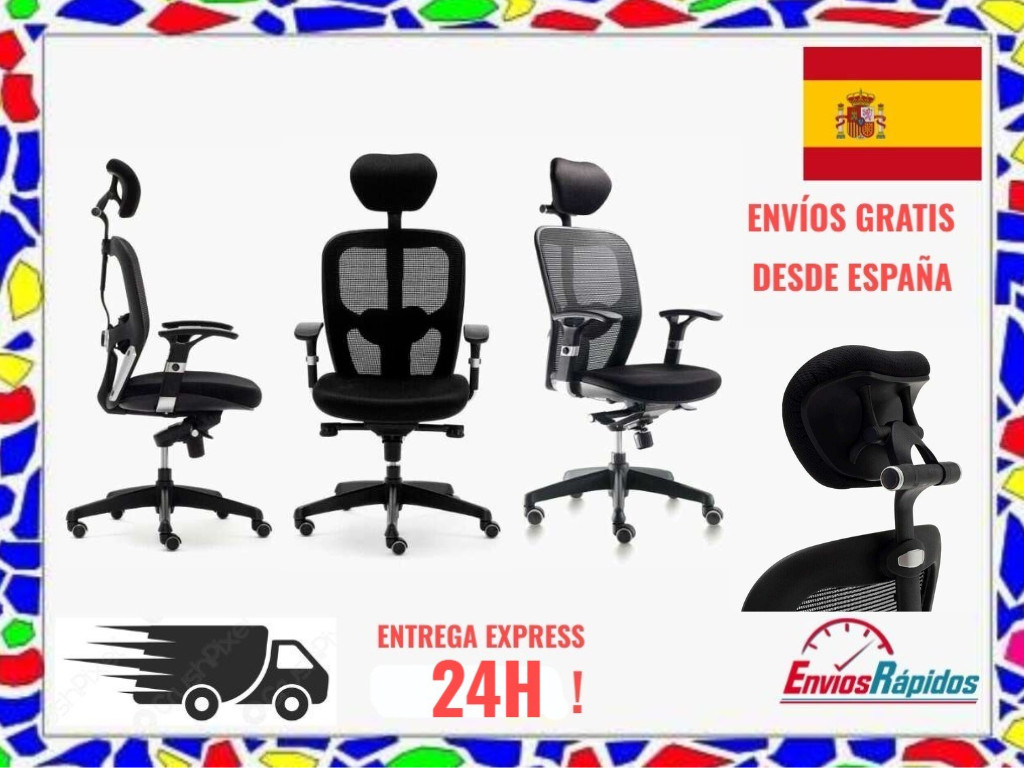 Silla de oficina ergonómica BOSTON con cabecero y trasla ENVIO RAPIDO