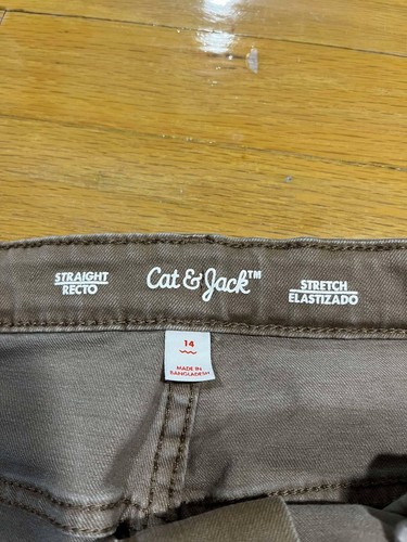 Cat And Jack Jeans Boys Size 14 Khaki Tan Brown Straight Adjustable Waist School - Picture 3 of 9