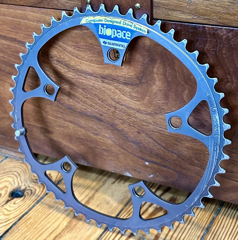 Plato vintage Shimano Biopace 130 BCD 52 bicicleta de carretera turismo carretera ovalado años 80 Foto 2 de 4