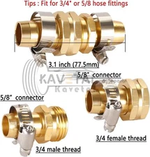 3/4" 5/8" Garden Mender End Repair Kit Water Hose Male Female Connector w/ Clamp