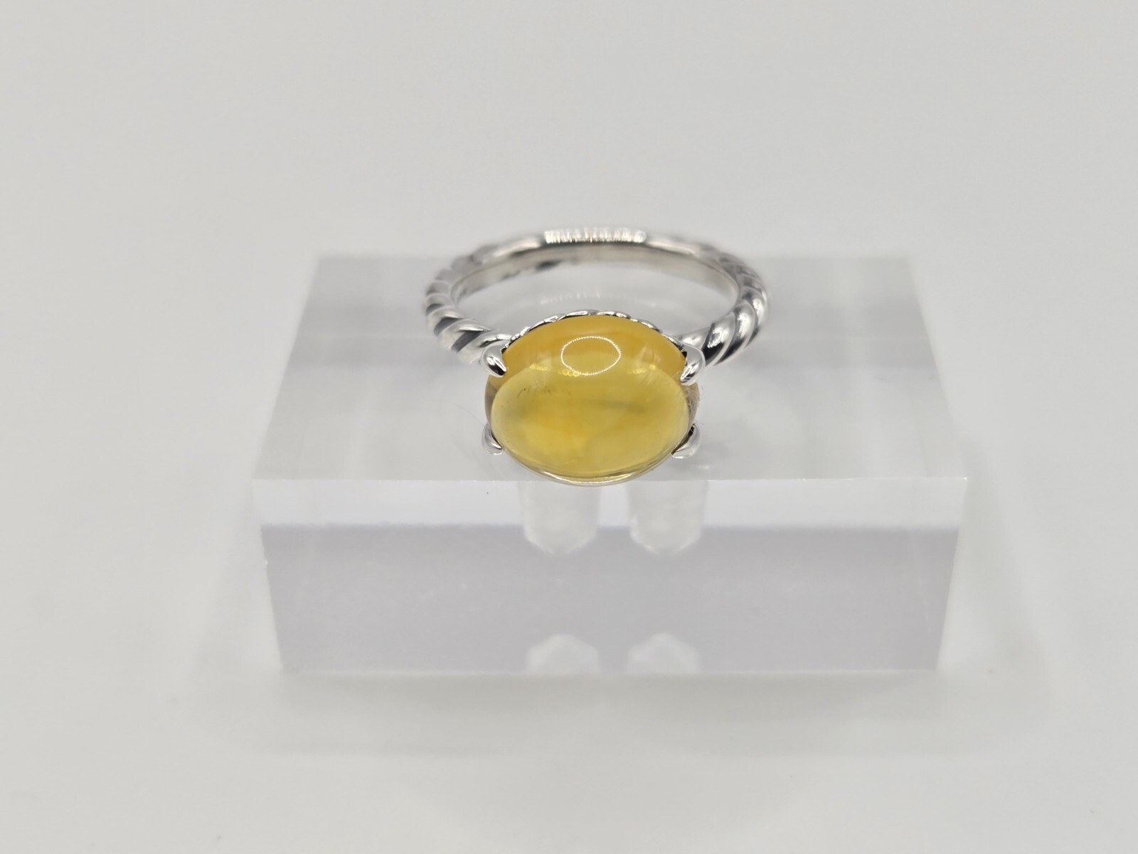 Sterling Silver David Yurman Ring with Yellow Citrine Cabochon  -image
