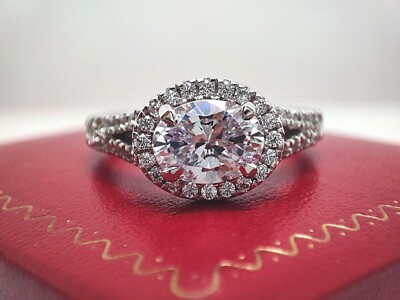 10K Solid White Gold Women Anniversary Ring, 8x6 mm Oval cut White Moissanite,