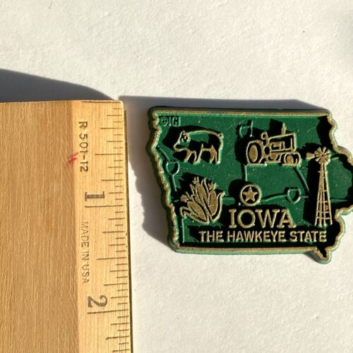 Vintage Iowa Refrigerator Magnet Hawkeye State Farming Map Pig Corn Tractor - Picture 4 of 4