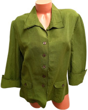 Norton Mcnaughton Green Buttoned Shoulder Pads 3/4 Sleeve Light Weight Jacket 14