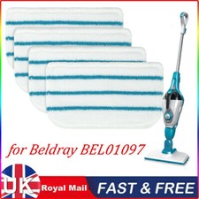 4 x Microfibre Steam Mop Pads for Beldray BEL01097 Steam Cleaner