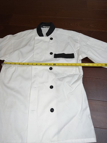 Chef Coat Food Jacket Black White Double Buttons Chest & Sleeve Pocket Size S - Picture 12 of 15
