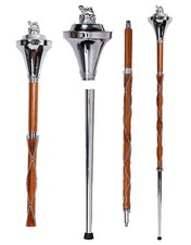 Drum Major Mace  Stick Plain Chrome Flat Head Lion And Crown Top 3Part