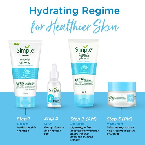 Simple Water Boost Skin Sleeping Creme 100 HR Hydration - 40gm - Picture 7 of 12
