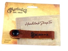 Martin Acoustic Guitar Strap Button Tie Leather Brown