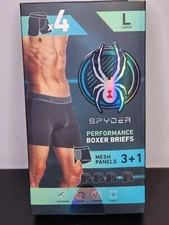 Spyder Performance Boxer Briefs Men's Large Green Blue Teal Red Black 4 Pack NIB