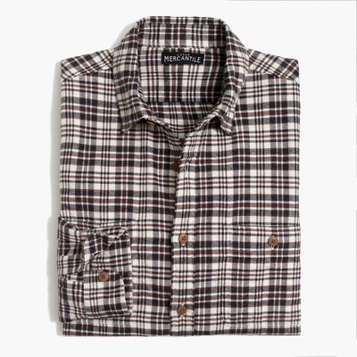 Heather Flannel Brown Cream Plaid Shirt 