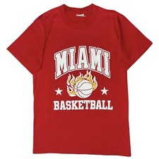 Vtg 90s Nike Miami Heat Basketball Flames USA Made T Shirt Medium