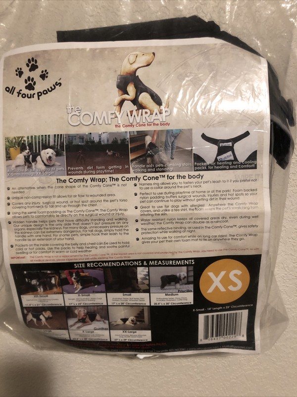 The Comfy Wrap To Comfort Dogs by All Four Paws Size XS New in package