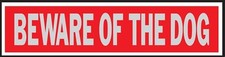 BEWARE OF THE DOG Adhesive Sign 2x8 Door Sticker RED Aluminum Security HY-KO 441