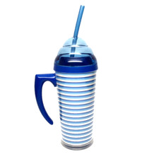 Zak Designs Blue Stripe w/Handle 15 oz No-Spill Cup