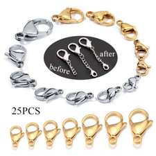25pcs Lobster Claw Clasp for Necklace Bracelet Jewelry DIY Chain Ring Hook 