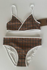Burberry Crosby Check Girls Beige 2-Piece Swimsuit Bikini 14Y 8047822 NWT 230