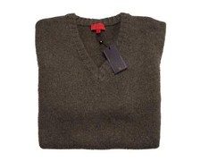 Isaia 1,950 NWT Brown Melange 100 Cashmere Slim Fit V-Neck Sweater M