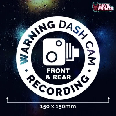 DEVILPRINTSUK WARNING DASH CAM RECORDING Car Van Window Bumper Sticker CCTV Camera Video Sign