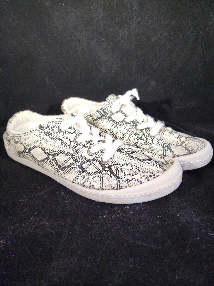 Cover Girl Womens/Juniors Black White Snakeskin LaceUp Canvas Sneakers 