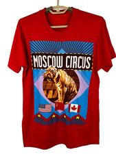 Vintage 80s Moscow Circus Red Short Sleeve T-Shirt no size tag see measurements