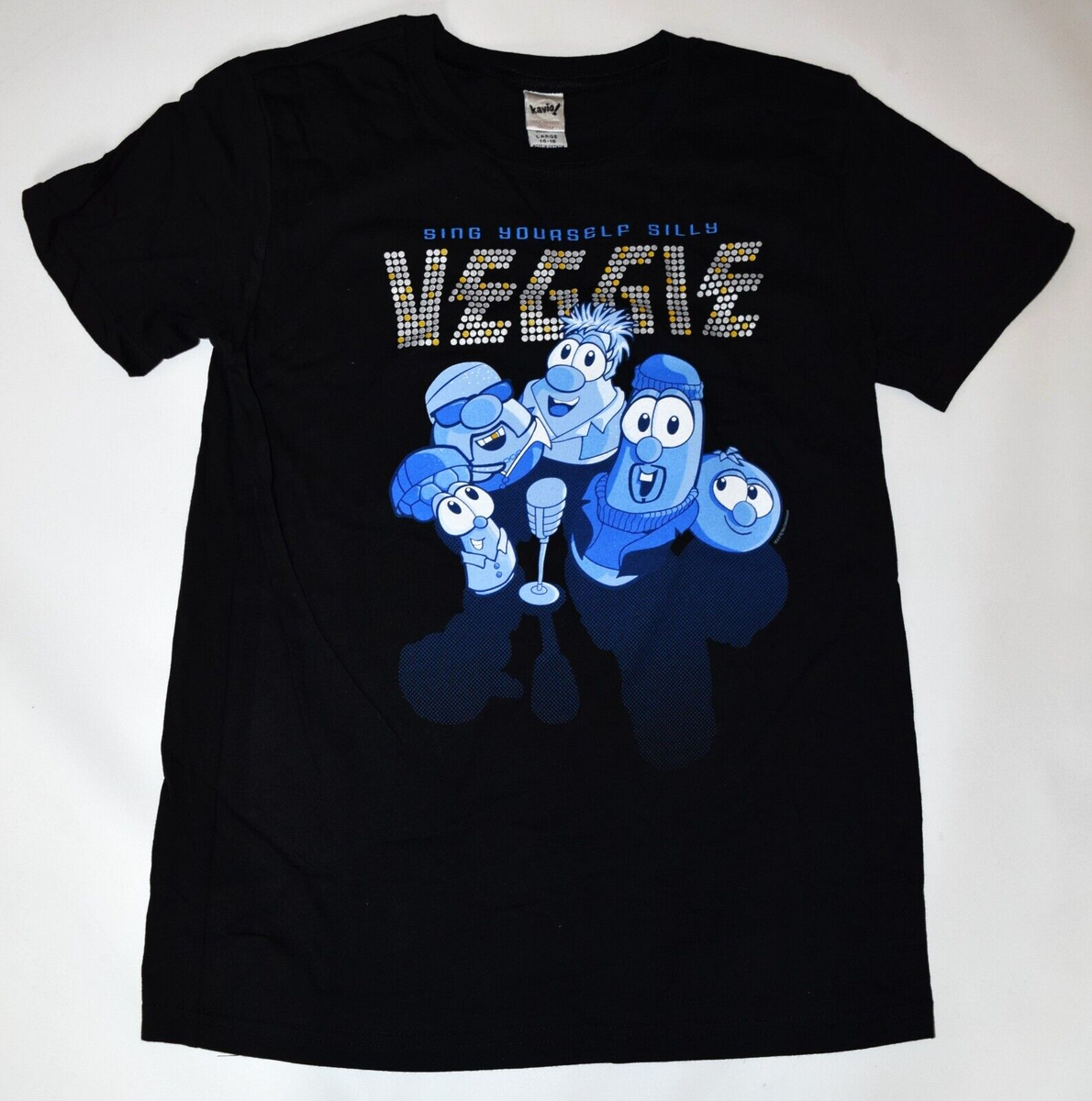 VEGGIE TALES LIVE 2010 Tour Vintage Black T Shirt Kids L (Fit Tip