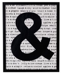 Contemporary Ampersand Word Black White Framed Wall Art