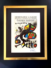 JOAN MIRO 1979 BEAUTIFUL SIGNED PRINT+  MOUNTED & FRAMED + TRIBUTE TO GAUDI