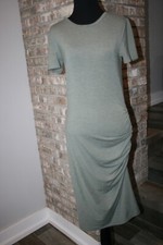 Treasure & Bond Womens Olive Green Short Sleeve Ruched Casual T-Shirt Dress SZ S