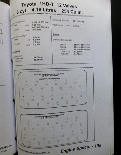 Toyota LANDCRUISER - 1952 to 2002 - Quick REFERENCE MECHANIC'S Data MANUAL -rare - Picture 10 of 17