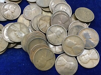 1919-S Lincoln Wheat Cent Roll of 50 Coins Avg Circ G-F     E1265