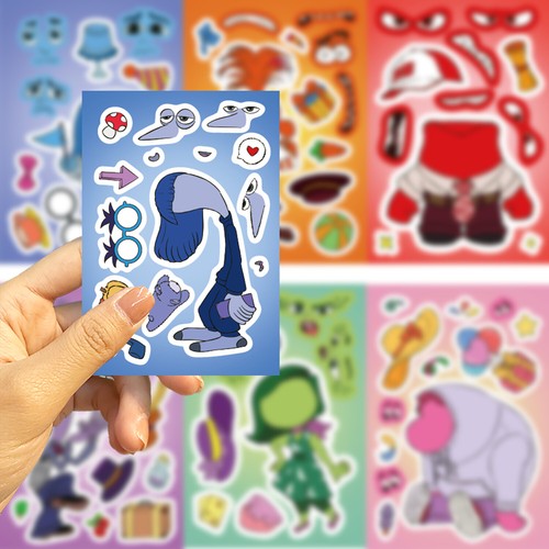 Inside Out Anime Puzzle Aufkleber Kinder Puzzle DIY Spielzeug Make A Face Sticker - Bild 11 von 14