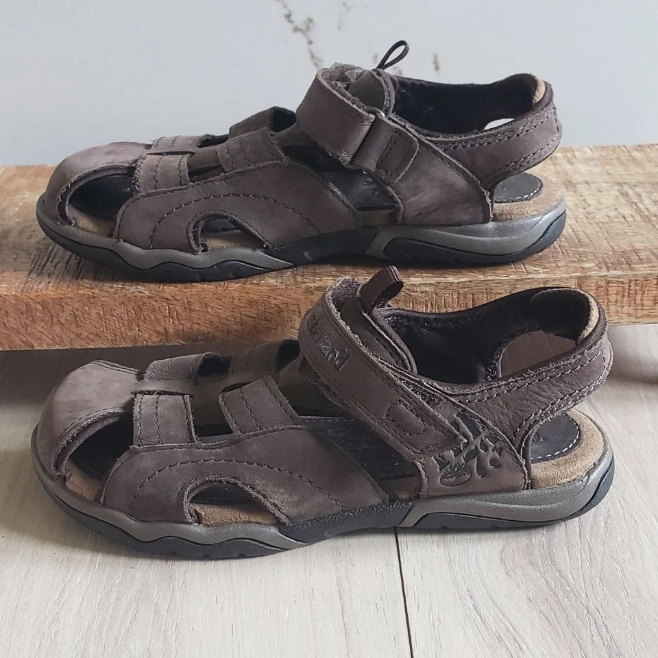 Timberland Roble Bluffs Cuero Pescador Sandalias Niños 3 Marrón Zapatos Acolchados Foto 2 de 4
