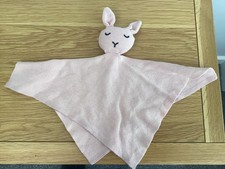 TESCO F&F Sleeping Bunny Rabbit Pink Knitted Comforter Knit Soft Baby Blankie