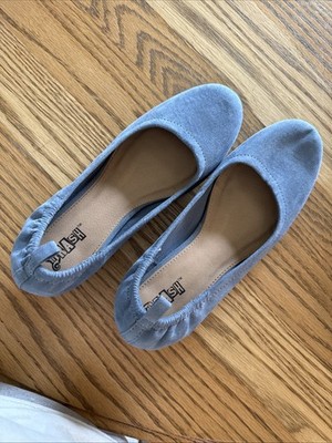 Brash Women's Abby Powder Blue Faux Suede Long Vamp Scrunch Heel Slip-On Shoes